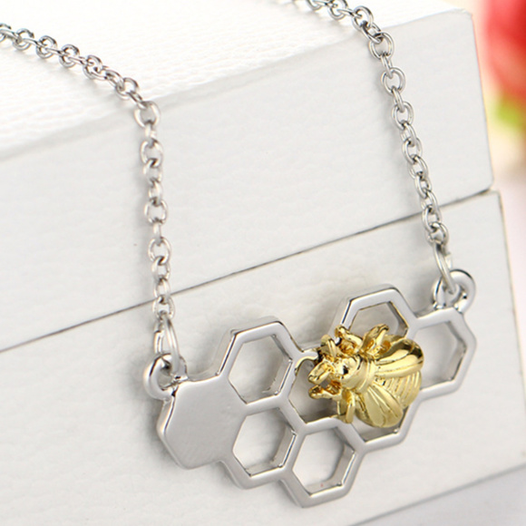 Honey Bee Hexagon Comb Necklace - Picture 2 of 3